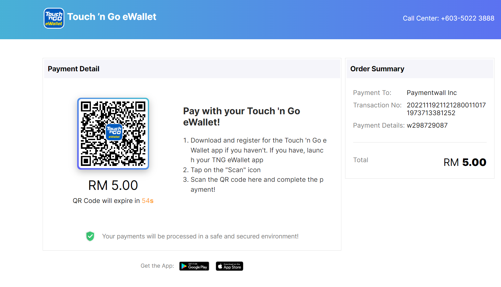 TNG eWallet scan QR code